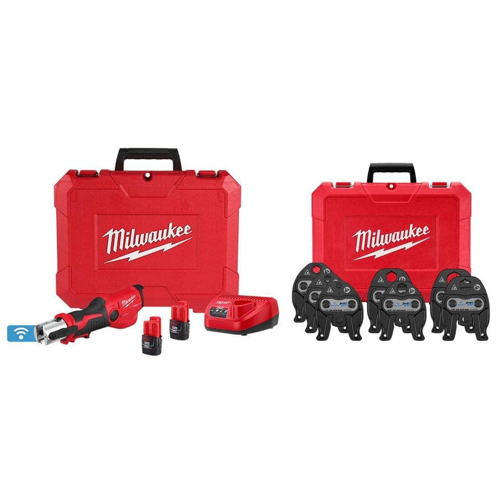 Milwaukee M12 12-Volt Lithium-Ion FORCE LOGIC Press Tool with ONE-KEY and 1/4 in. - 1-1/8 in. ZoomLock MAX ACR Press Jaw Kit (1)