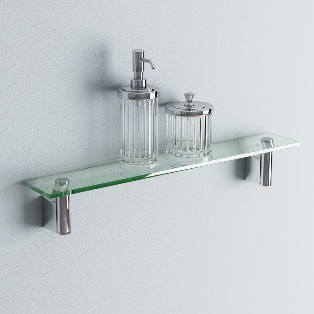 Gatco Bleu 20.12 in. L x 2.7 in. H x 4 in. W Glass Bathroom Shelf in Chrome (2)