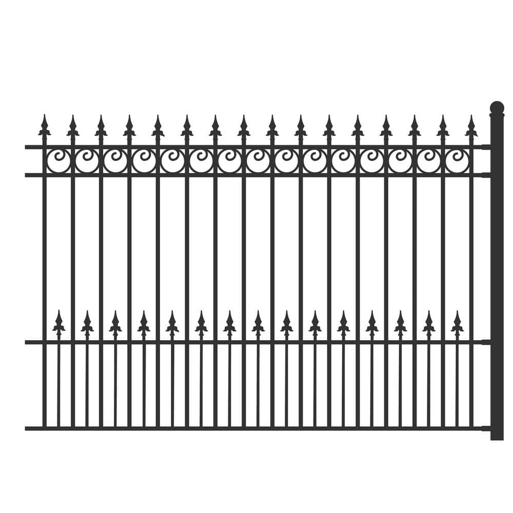 ALEKO 32 ft. x 5 ft. Prague Style Security Fence Panels Steel Fence Kit 4-Panel Fence Gate (3)