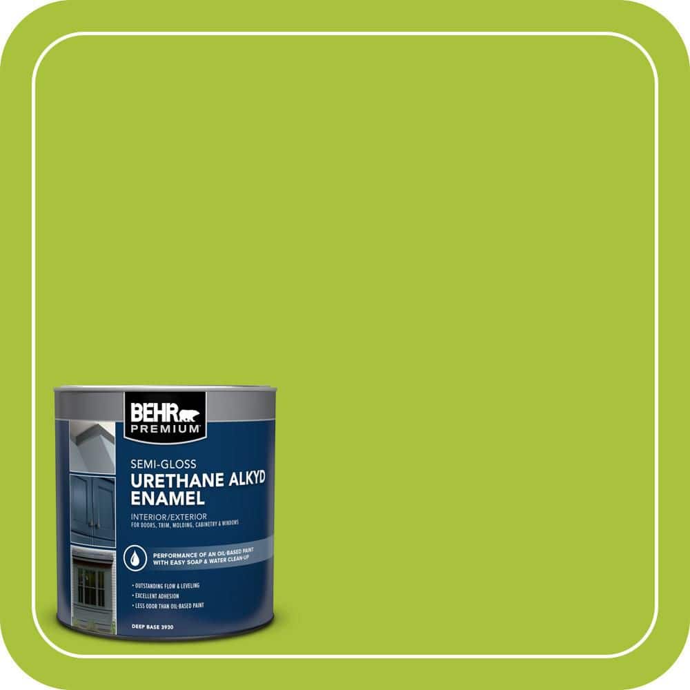 BEHR PREMIUM 1 qt. #S-G-410 Green Crush Semi-Gloss Enamel Urethane Alkyd Interior/Exterior Paint (1)