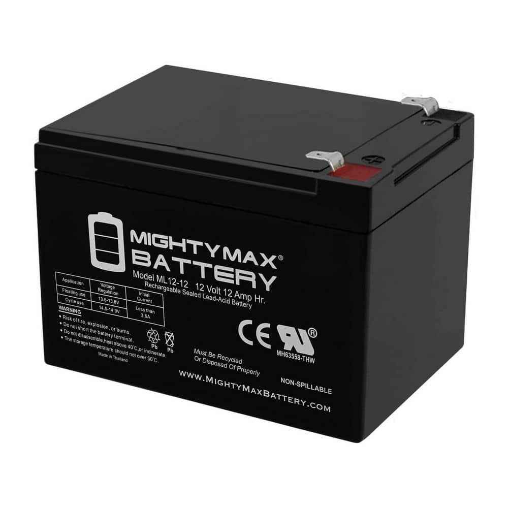 MIGHTY MAX BATTERY ML12-12 - 12-Volt 12Ah F2 Replacement Battery compatible with Interstate DCM0012 Wheelchair Scooter (1)