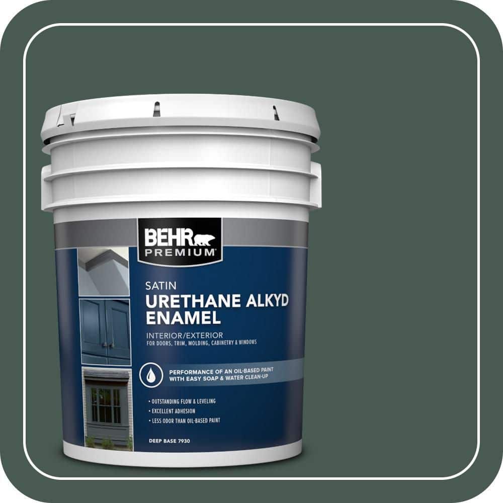 BEHR PREMIUM 5 gal. #S420-7 Secluded Woods Urethane Alkyd Satin Enamel Interior/Exterior Paint
