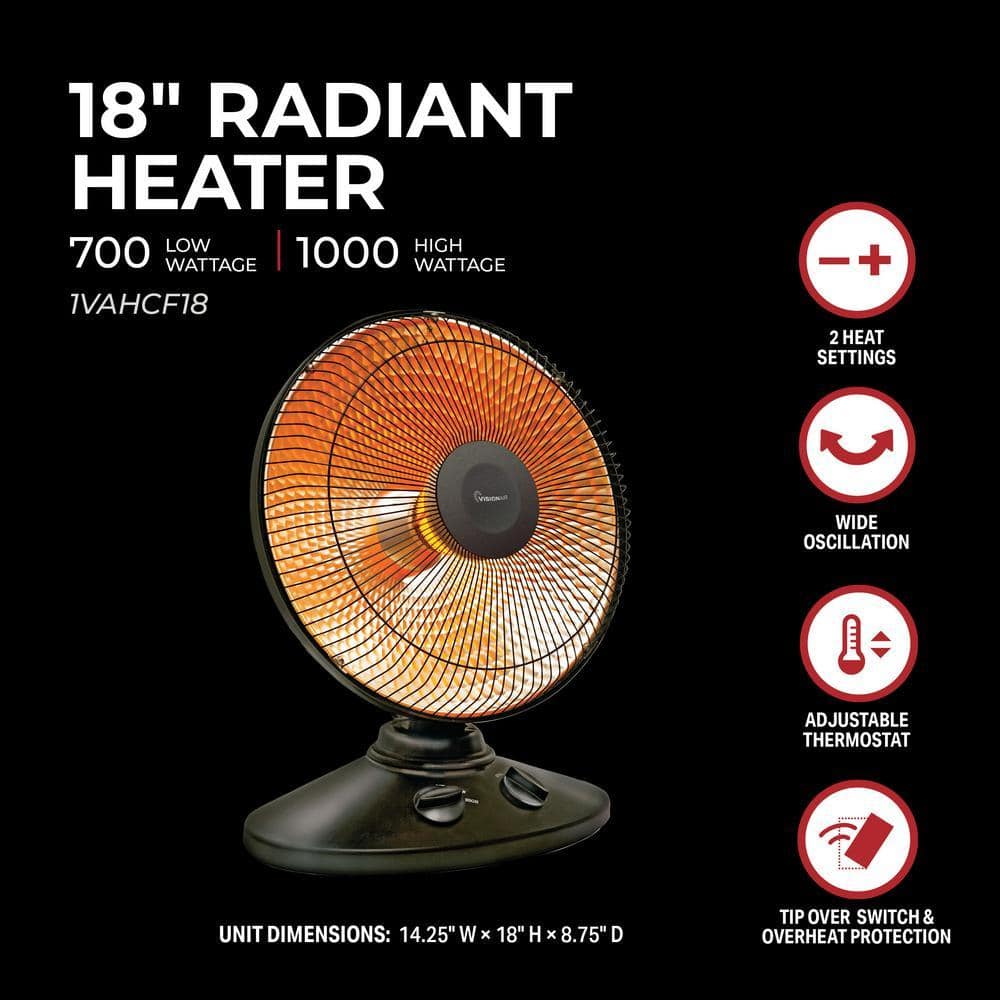 VISIONAIR 18 in. 1000/700-Watt Radiant Dish Heater (3)