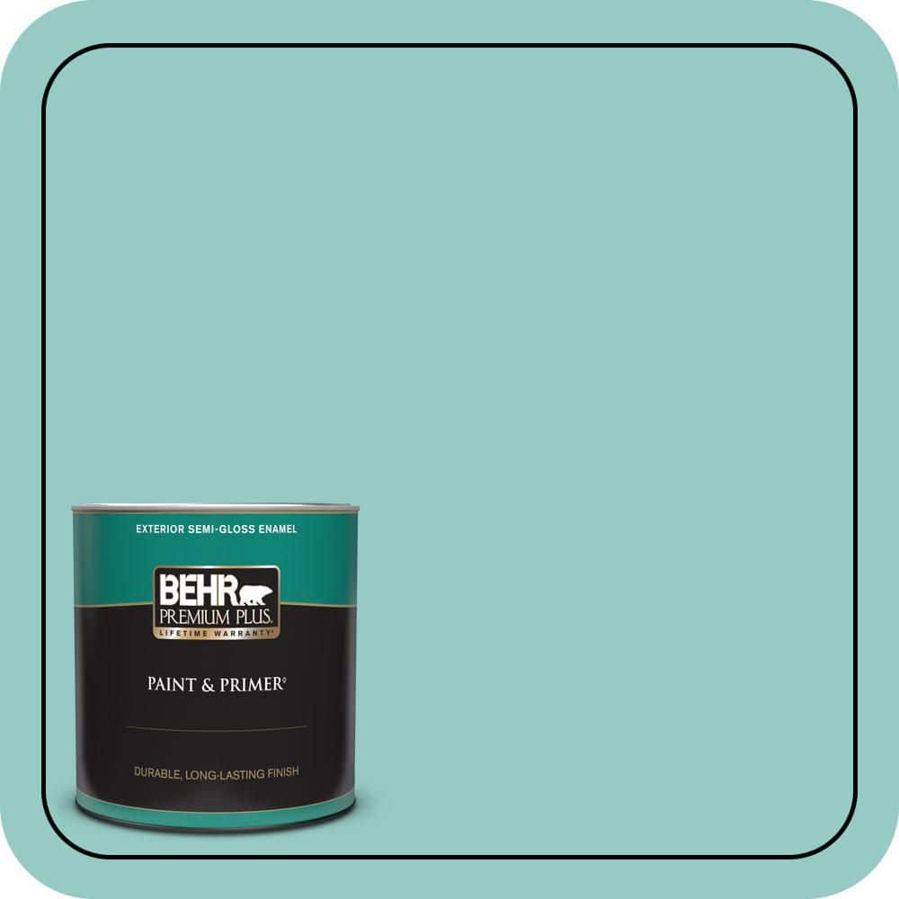 BEHR PREMIUM PLUS 1 qt. #500D-4 Jamaica Bay Semi-Gloss Enamel Exterior Paint & Primer