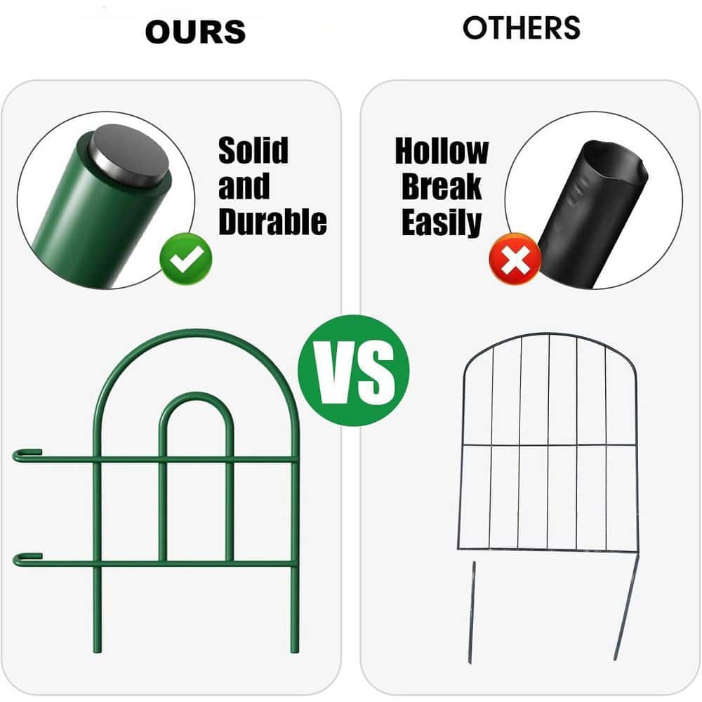 NVNOO 18 in. x 50 ft. No Dig Metal Framed Privacy Garden Fences and Borders for Dogs Animal Barrier, Green (35-Pack) (3)