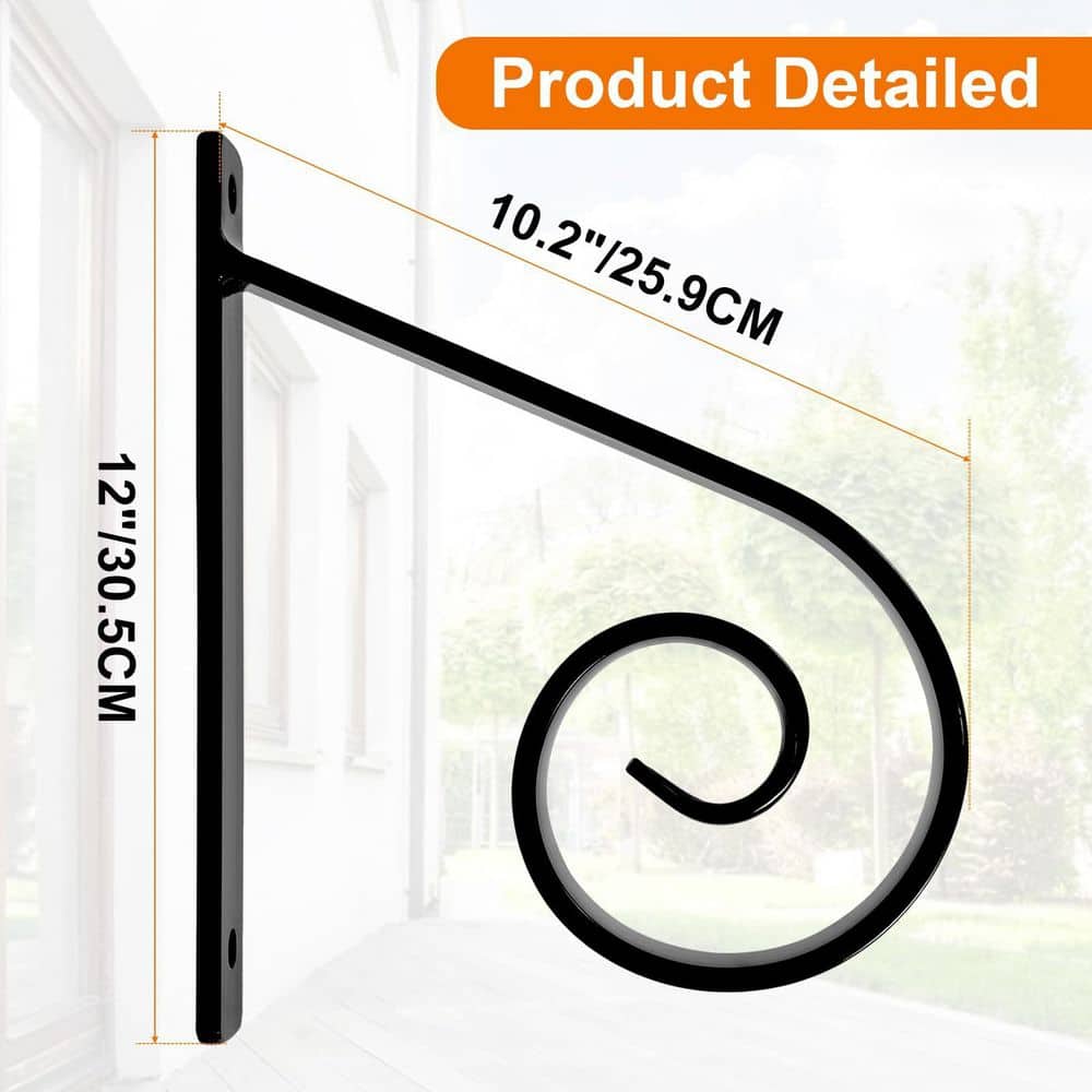 Unbranded 0.85 ft. Black Wrought Iron Handrail for Outdoor Steps Wall Mounted Non-Slip Grip Stair Railings for 1 or 2 Steps (2)