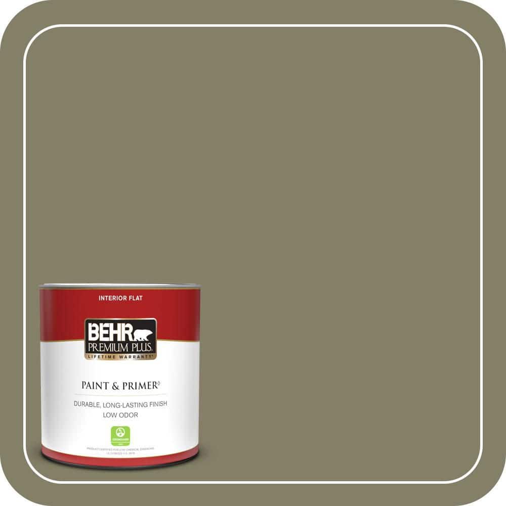 BEHR PREMIUM PLUS 1 qt. #QE-37 Knotweed Flat Low Odor Interior Paint & Primer