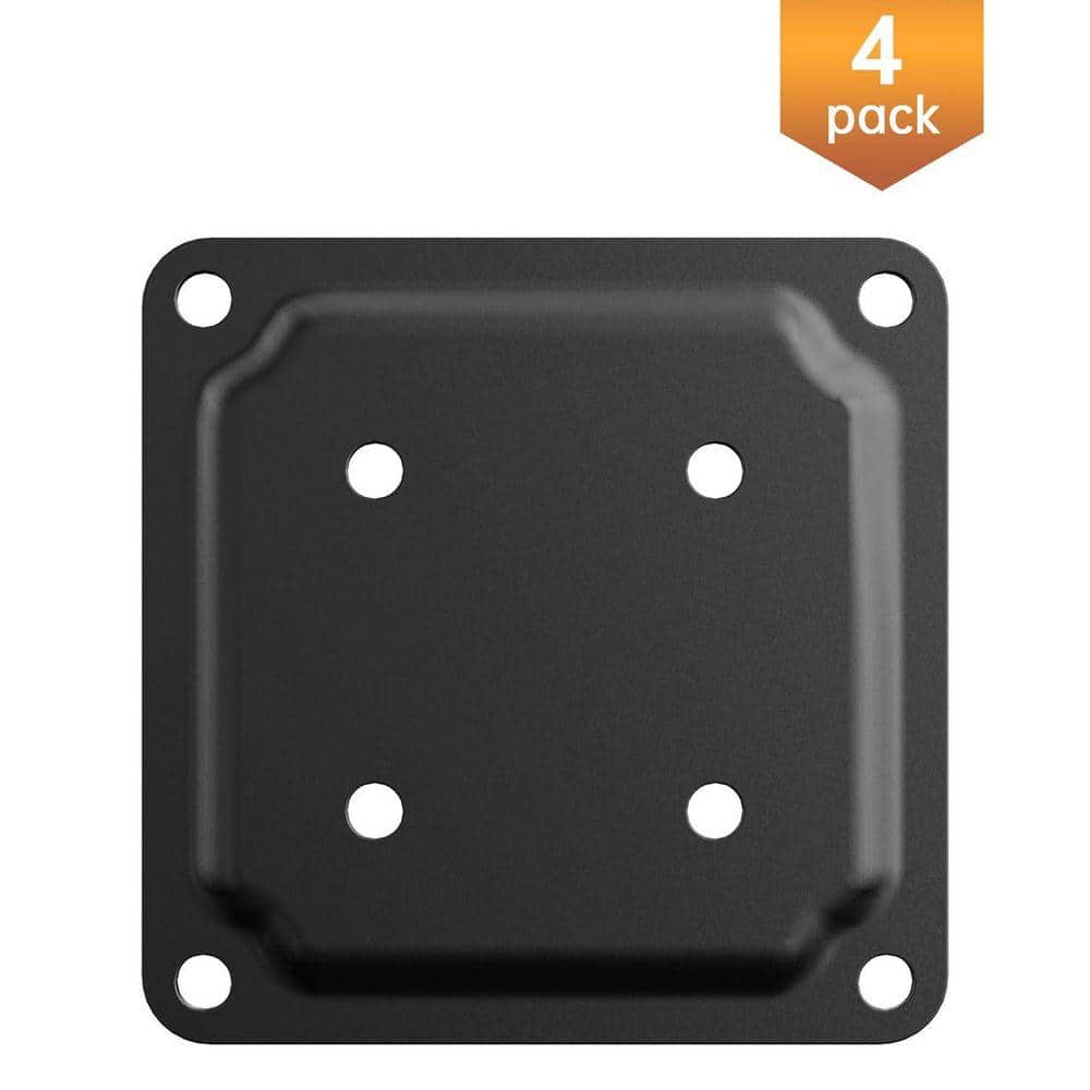 KIWDZFU 4 x 4 Steel Powder-Coated Wood Post Plate Connector Deck Porch Railing Support Base 4-Pack (3)