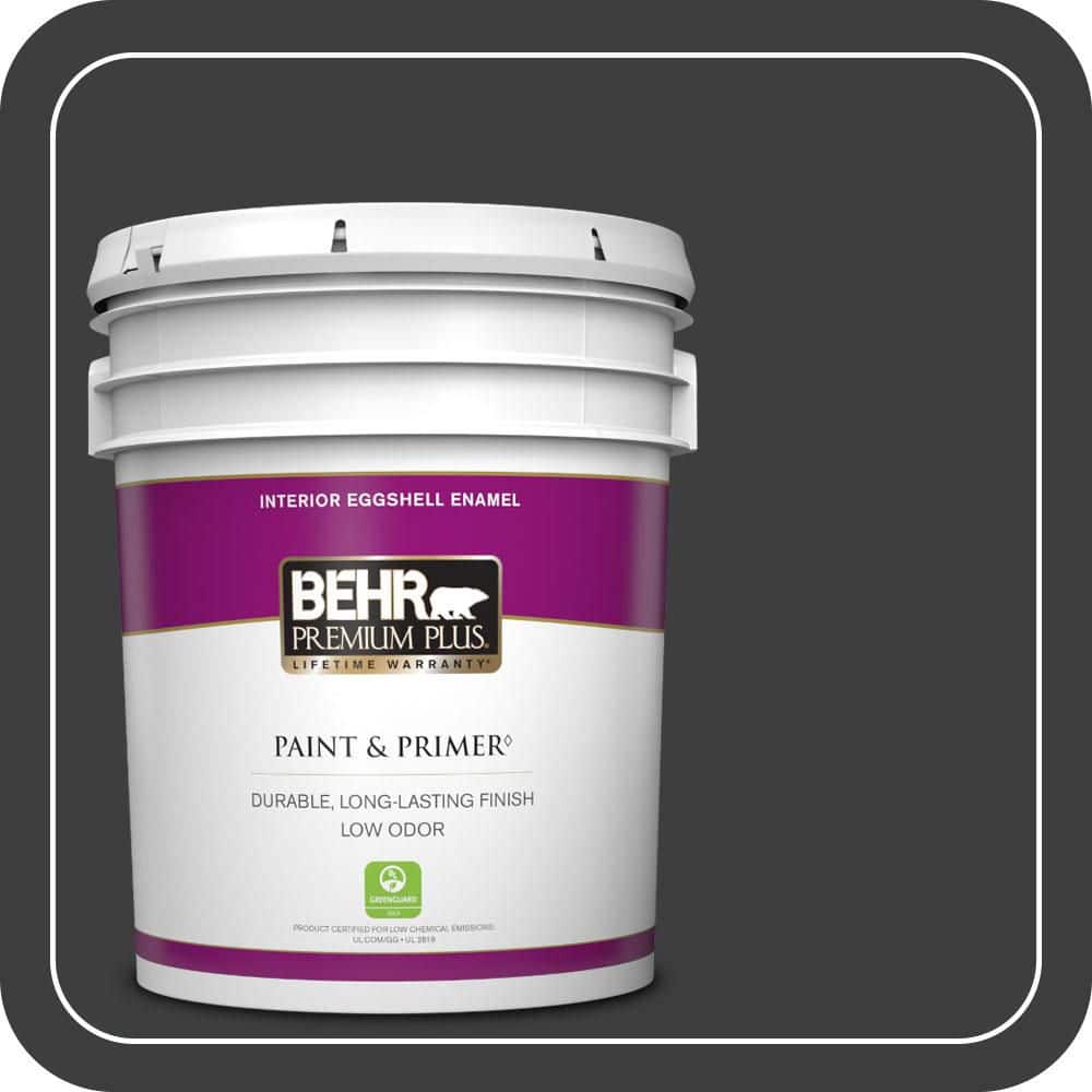 BEHR PREMIUM PLUS 5 gal. #N520-7 Carbon Eggshell Enamel Low Odor Interior Paint & Primer