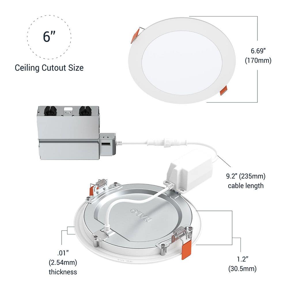 HALO HLB 6 in. Adjustable Color and Tunable White Slim Canless Smart Wi-Fi LED Recessed Downlight with WiZ Pro (3)