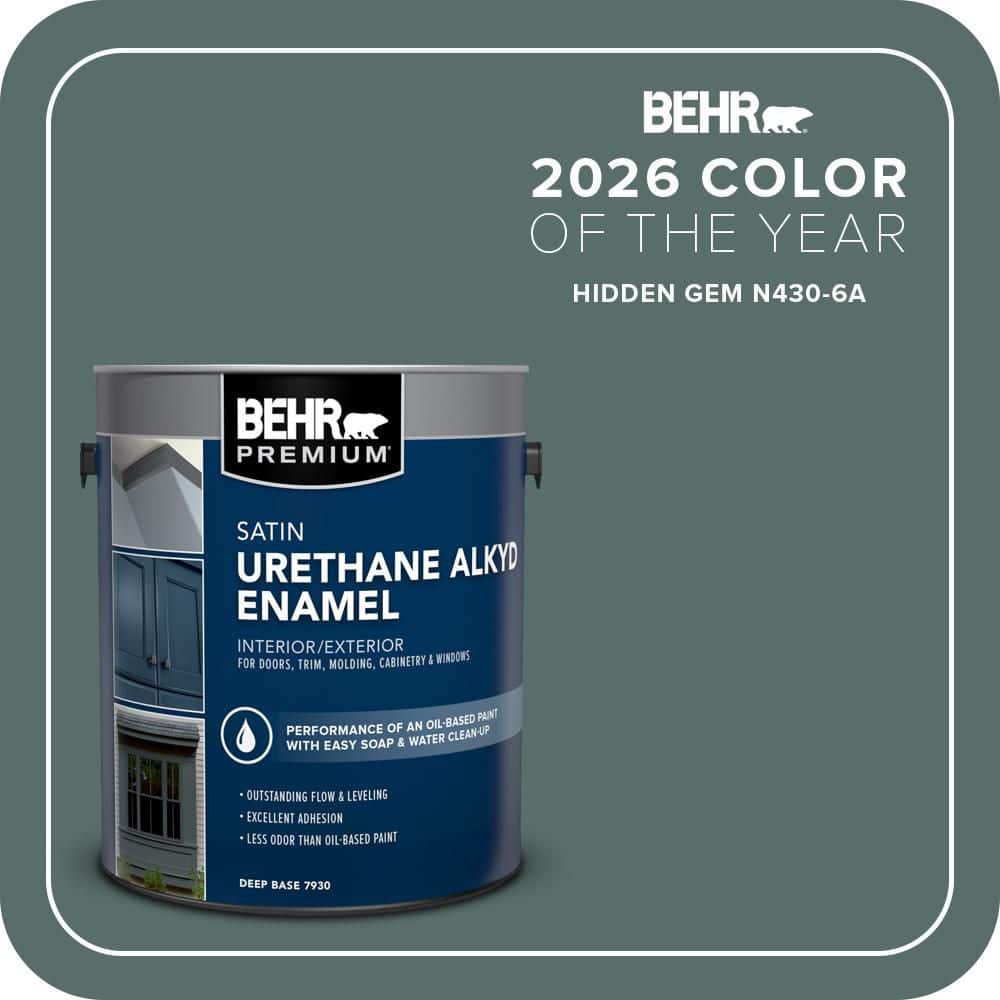 BEHR PREMIUM 1 Gal. #N430-6A Hidden Gem Urethane Alkyd Satin Enamel Interior/Exterior Paint (1)