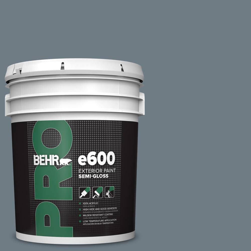 BEHR PRO 5 gal. #N490-5 Charcoal Blue Semi-Gloss Acrylic Exterior Paint