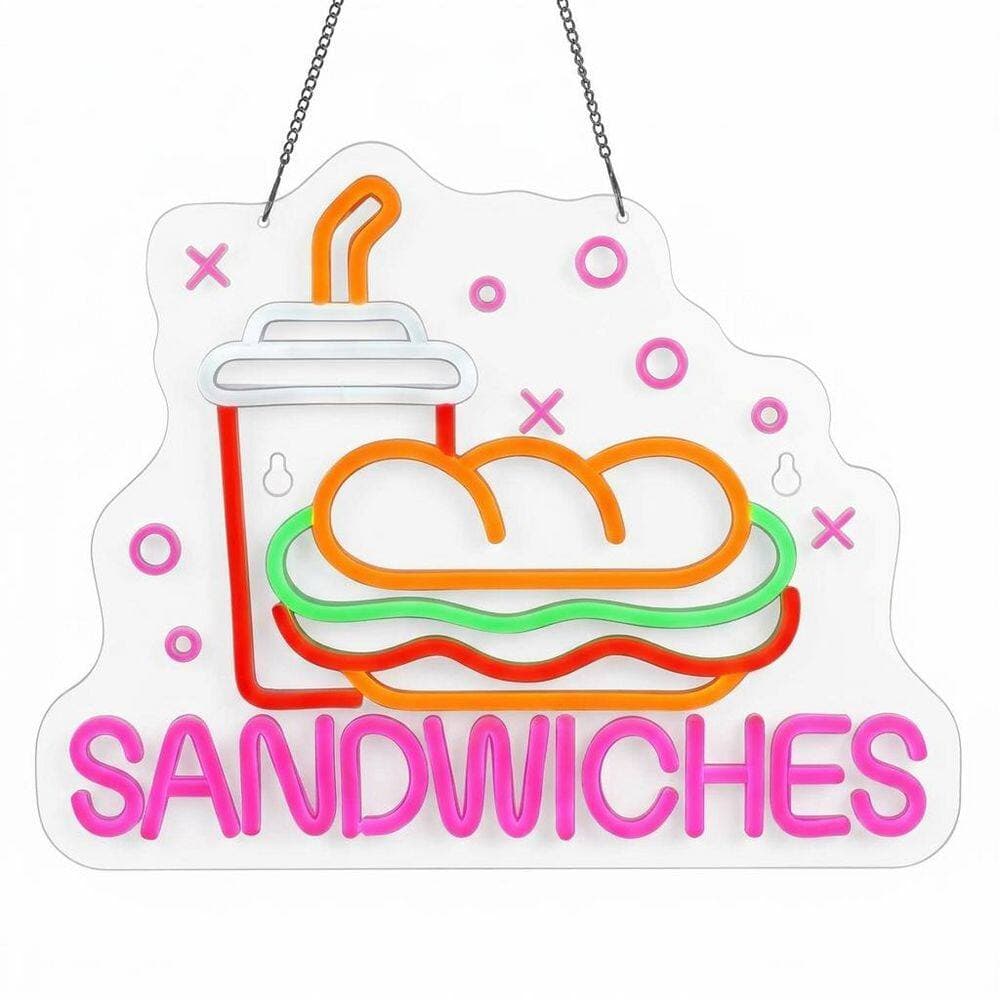 Afoxsos LED Neon Sign Sandwiches Series Wall Decor Acrylic Panel Light for Home Kitchen Restaurant Fast Food Store Party (1)