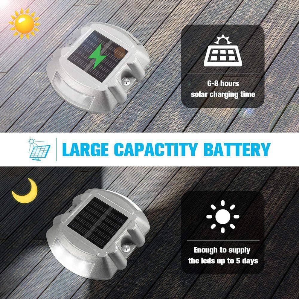 Afoxsos Solar Deck Lights White LED IP67 Waterproof Outdoor Step Lights for Driveway Sidewalk Garden Pathway Yard (16-Pack) (3)