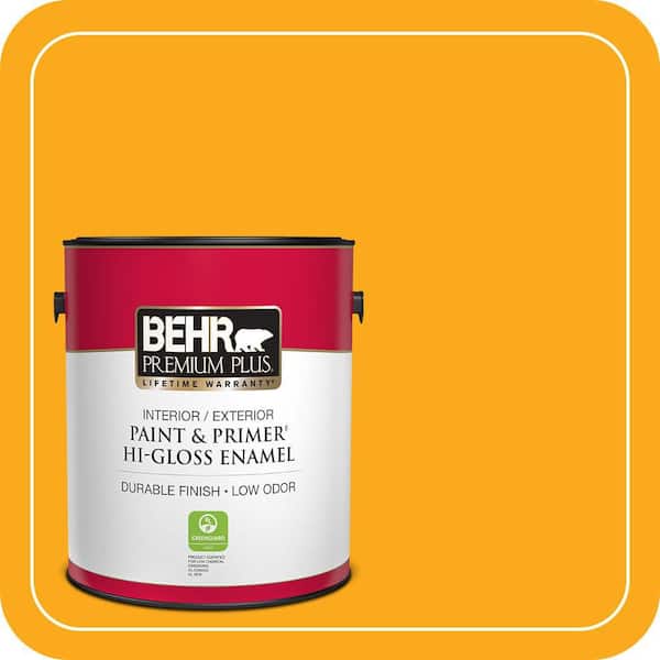 BEHR PREMIUM PLUS 1 gal. #P270-7 Sunny Side Up Hi-Gloss Enamel Interior/Exterior Paint & Primer (2)