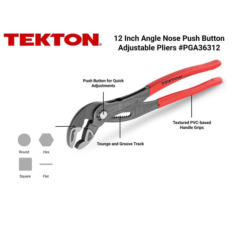TEKTON 12 in. Angle Nose Push Button Adjustable Tongue and Groove Pliers (2)