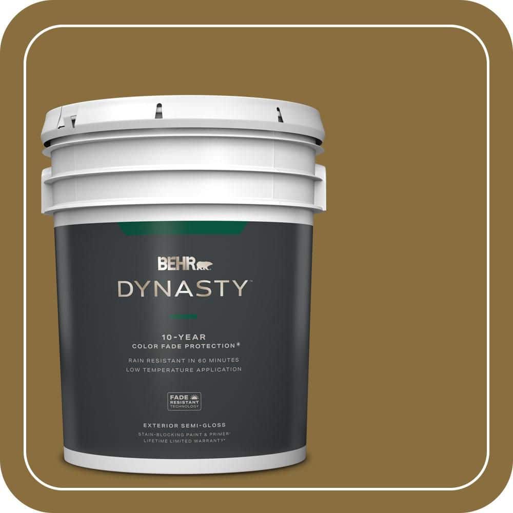 BEHR DYNASTY 5 Gal. #S310-7A Vintage Brass Semi-Gloss Exterior Stain-Blocking Paint and Primer