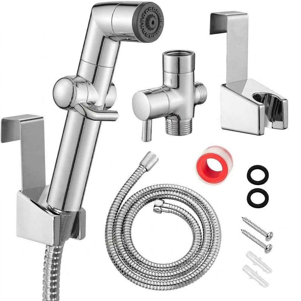 Anqtovp Handheld Bidet Sprayer Attachment with Hose, Bracket and T-Valve, Dual Jet and Soft Spray Modes for Toilet (1)
