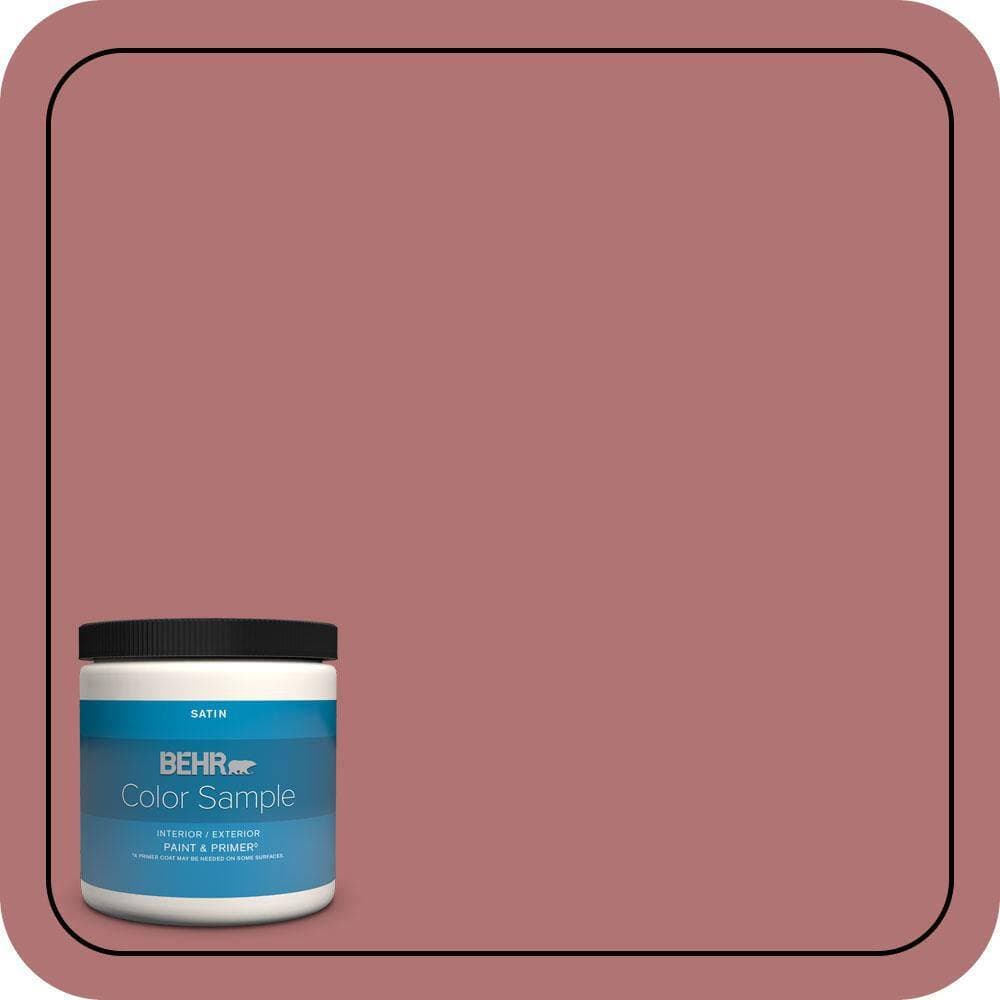 BEHR PREMIUM PLUS 8 oz. #S140-5 Red Gerbera Satin Enamel Interior/Exterior Paint & Primer Color Sample