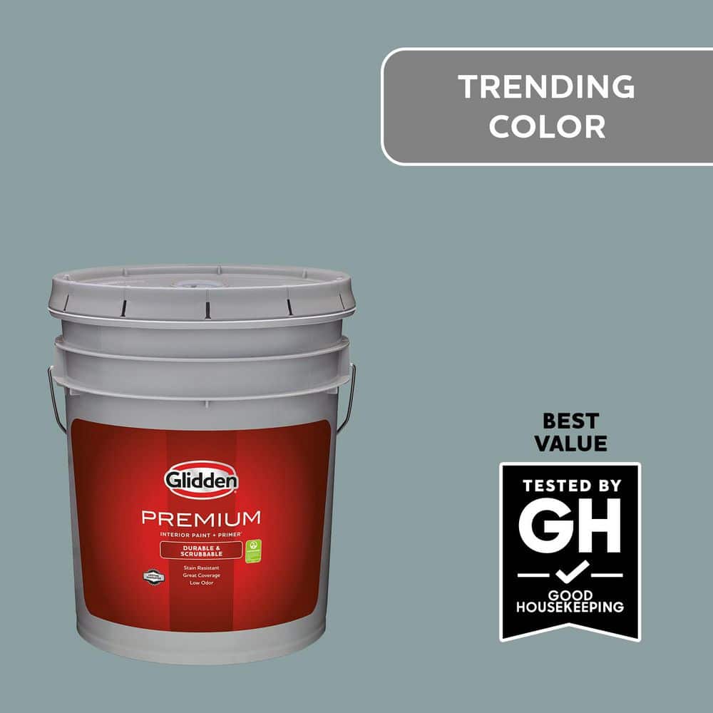 Glidden Premium 5 gal. Aqua Smoke PPG1034-5 Satin Interior Latex Paint