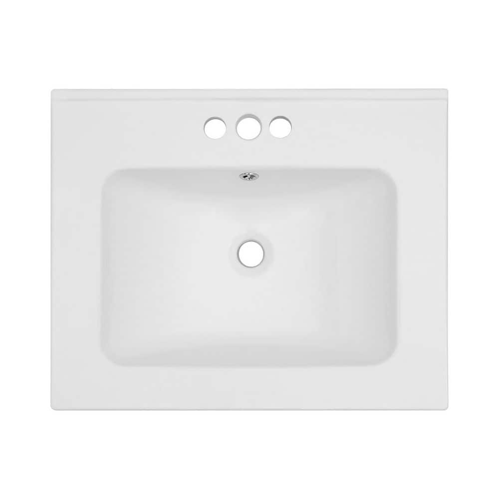 Buruis 24 in. Undermount Rectangular Bathroom Sink with Overflow Drain in White Ceramic, No Pop-up Drain (1)