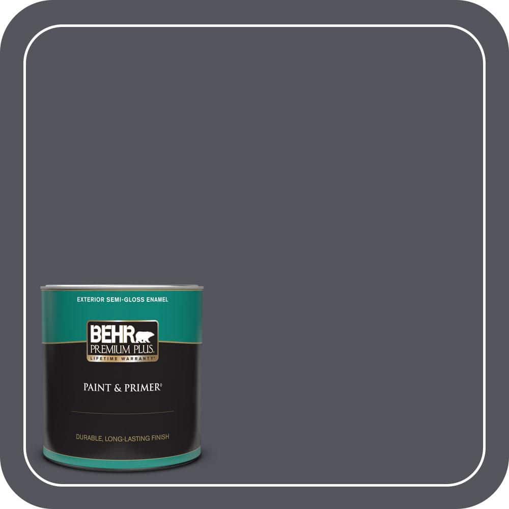 BEHR PREMIUM PLUS 1 qt. #N540-7 Coal Mine Semi-Gloss Enamel Exterior Paint & Primer