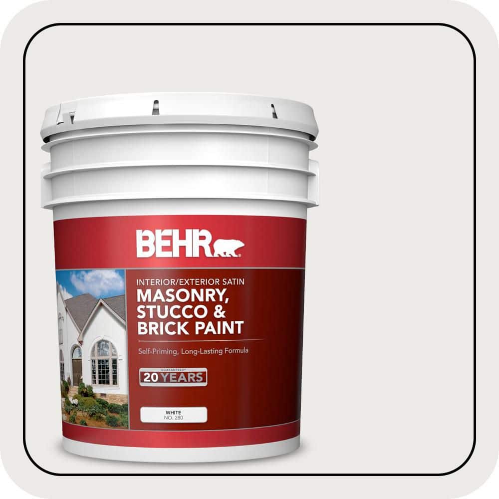 BEHR 5 gal. White Satin Latex Masonry, Stucco and Brick Paint