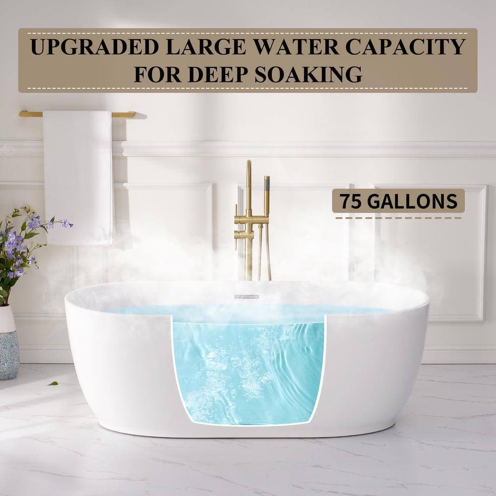 ANGELES HOME 31.5 in. Acrylic Freestanding Flatbottom Double Ended Soaking Bathtub Glossy (4)
