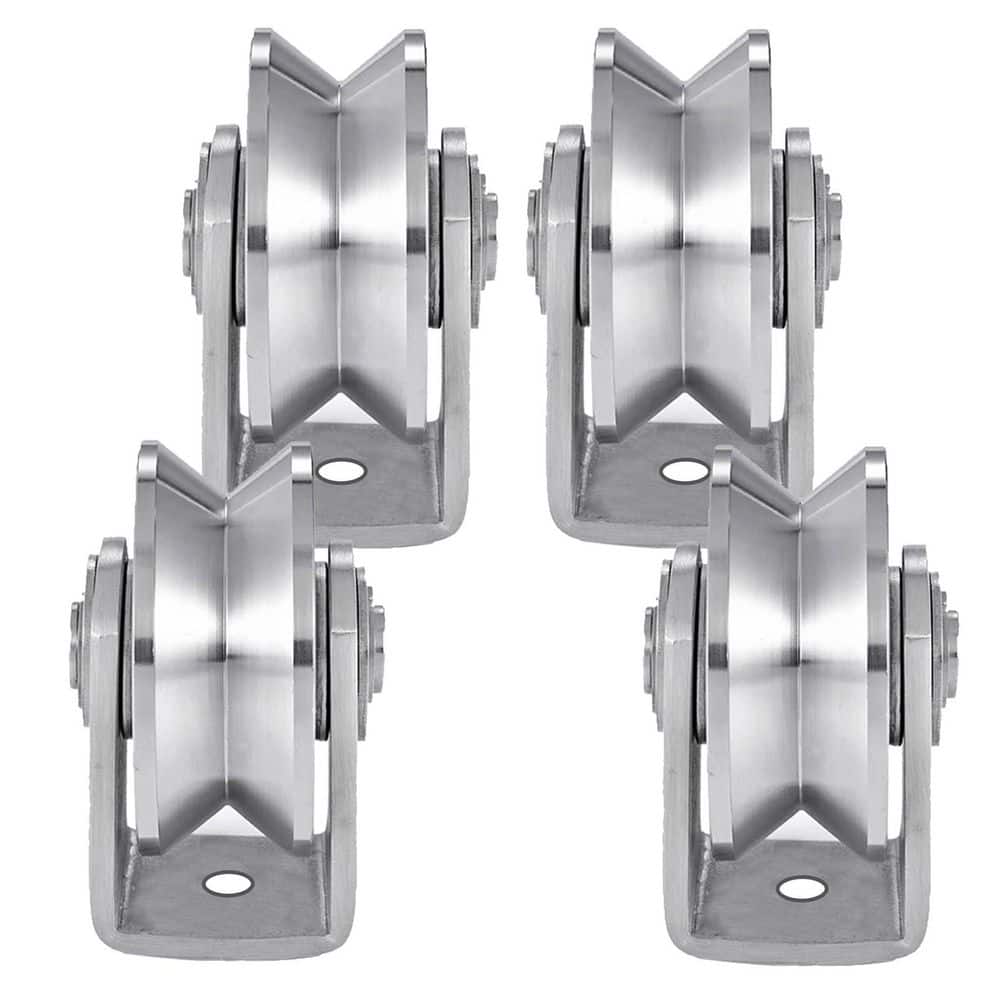 Unbranded V Groove Stainless Steel Heavy Duty Double Bearing Plate Caster Sliding Gate Roller for Fence Door Track (1)