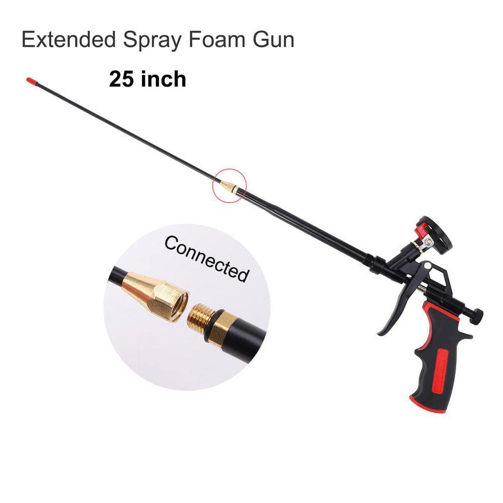 Unbranded Extended Spray Foam Dispensing Insulation Gun 25 in. Teflon for Expanding PU Foam Insulating Caulking Black (3)