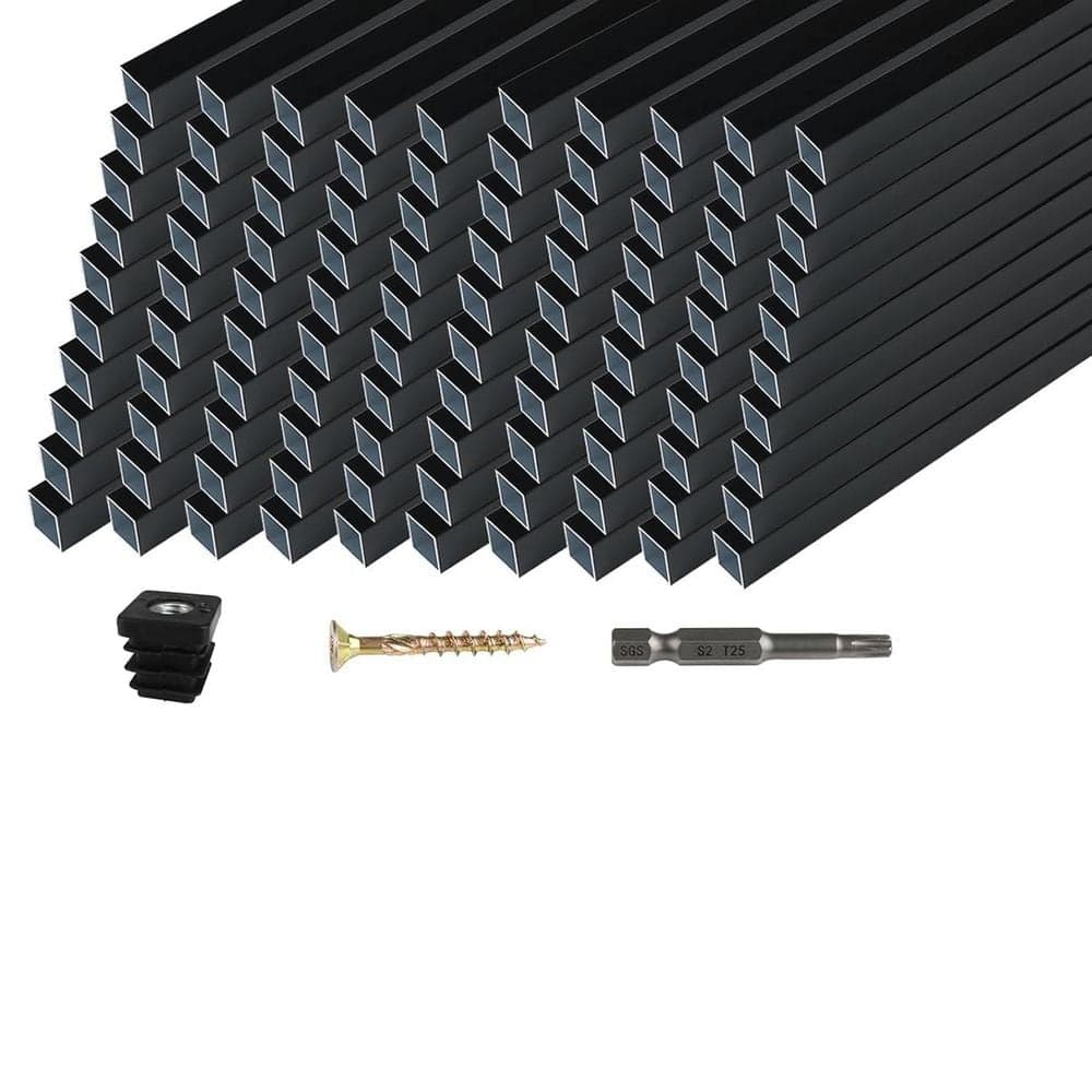 Afoxsos 26 in. H x 0.75 in. W Black Aluminum Square Deck Baluster Railing Kit for Porch and Fencing 100-Pack (1)
