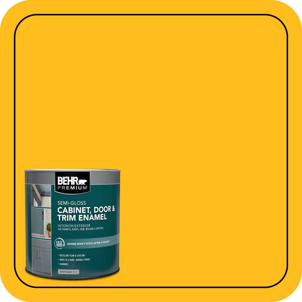 BEHR PREMIUM 1 qt. #P290-7 Laser Lemon Semi-Gloss Enamel Interior/Exterior Cabinet, Door & Trim Paint
