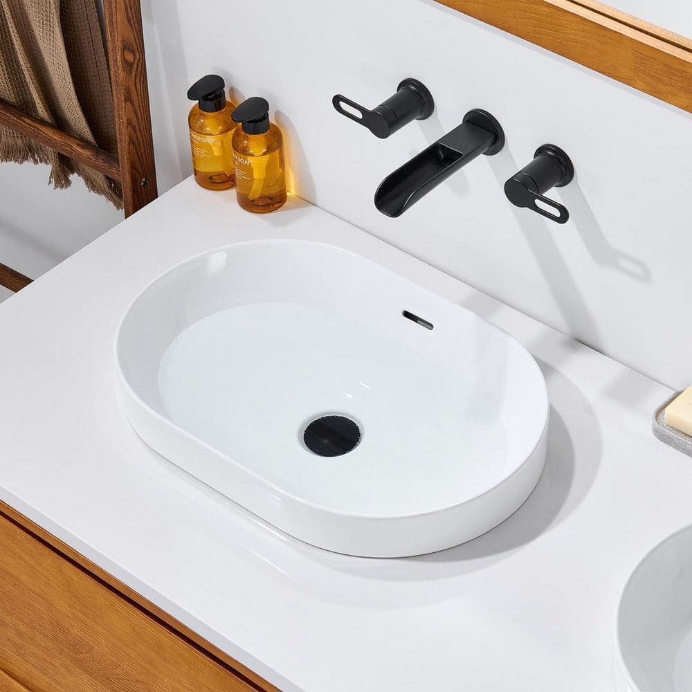 LUXIER Oval 21-1/4 in. Drop-In Ceramic Bathroom Sink in White (1)