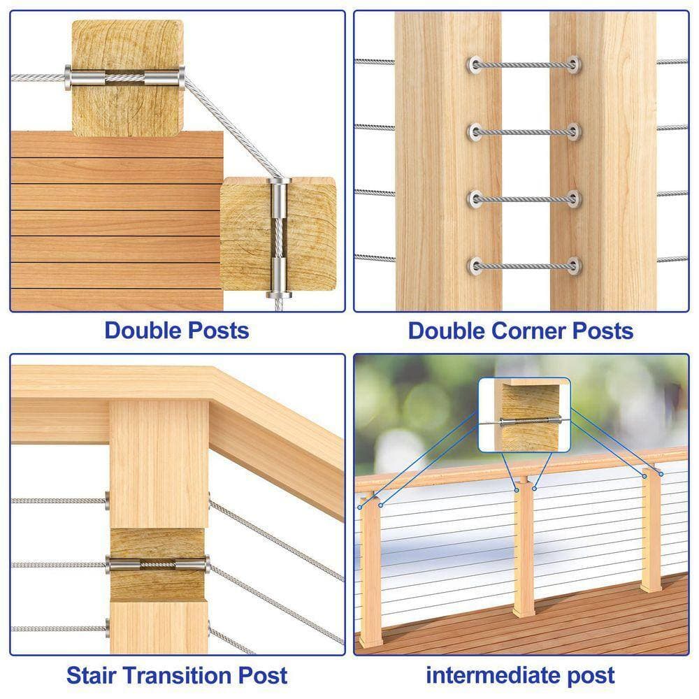 Angel Sar T316 Marine Grade Stainless Steel Protector Sleeves for Deck Cable Railing and Wood/Composite Posts (120-Pack) (3)