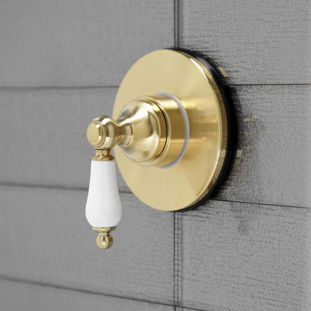 Kingston Brass Single-Handle 1-Hole Wall Mount Three-Way Diverter Valve with Trim Kit in Brushed Brass (3)