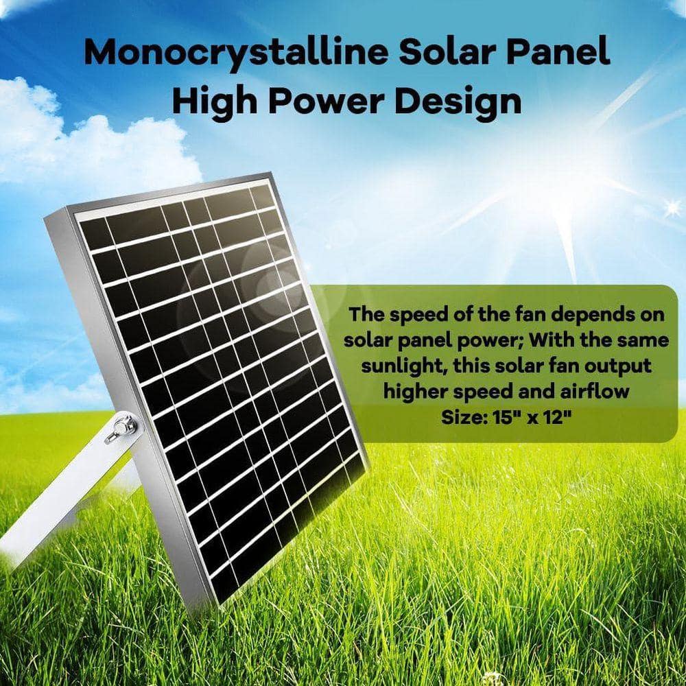 KIWDZFU Solar-Powered Dual Fan for Sheds, Greenhouses, and Outdoor Use with IPX7 Waterproofing (3)
