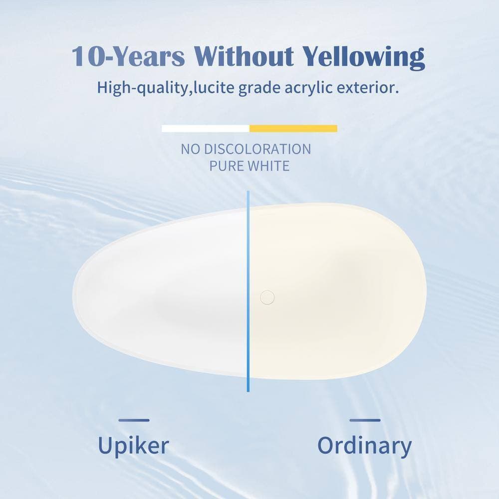 UPIKER Stone Resin Oval Flatbottom Non-Whirlpool Freestanding Bathtub Soaking Tub Matte (4)
