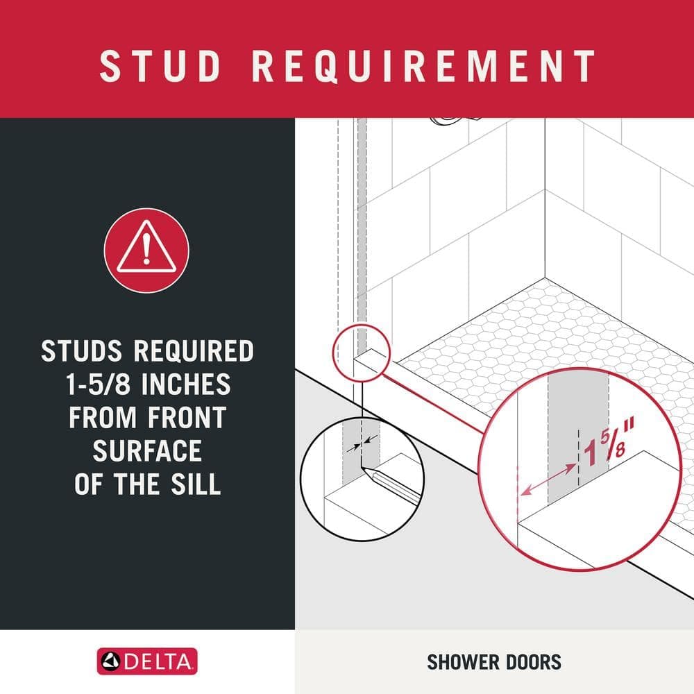 Delta Ashmore 54-5/8 to 60 in. W 74-3/8 in. H Semi-Frameless Sliding Shower Door with 5/16 in. Glass (3)