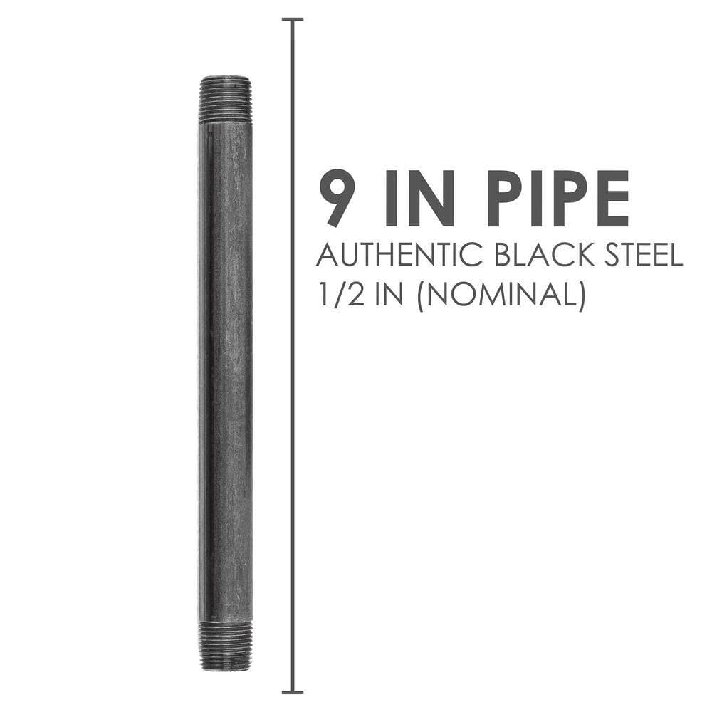 STZ 1/2 in. x 9 in. Black Steel Nipple (2)