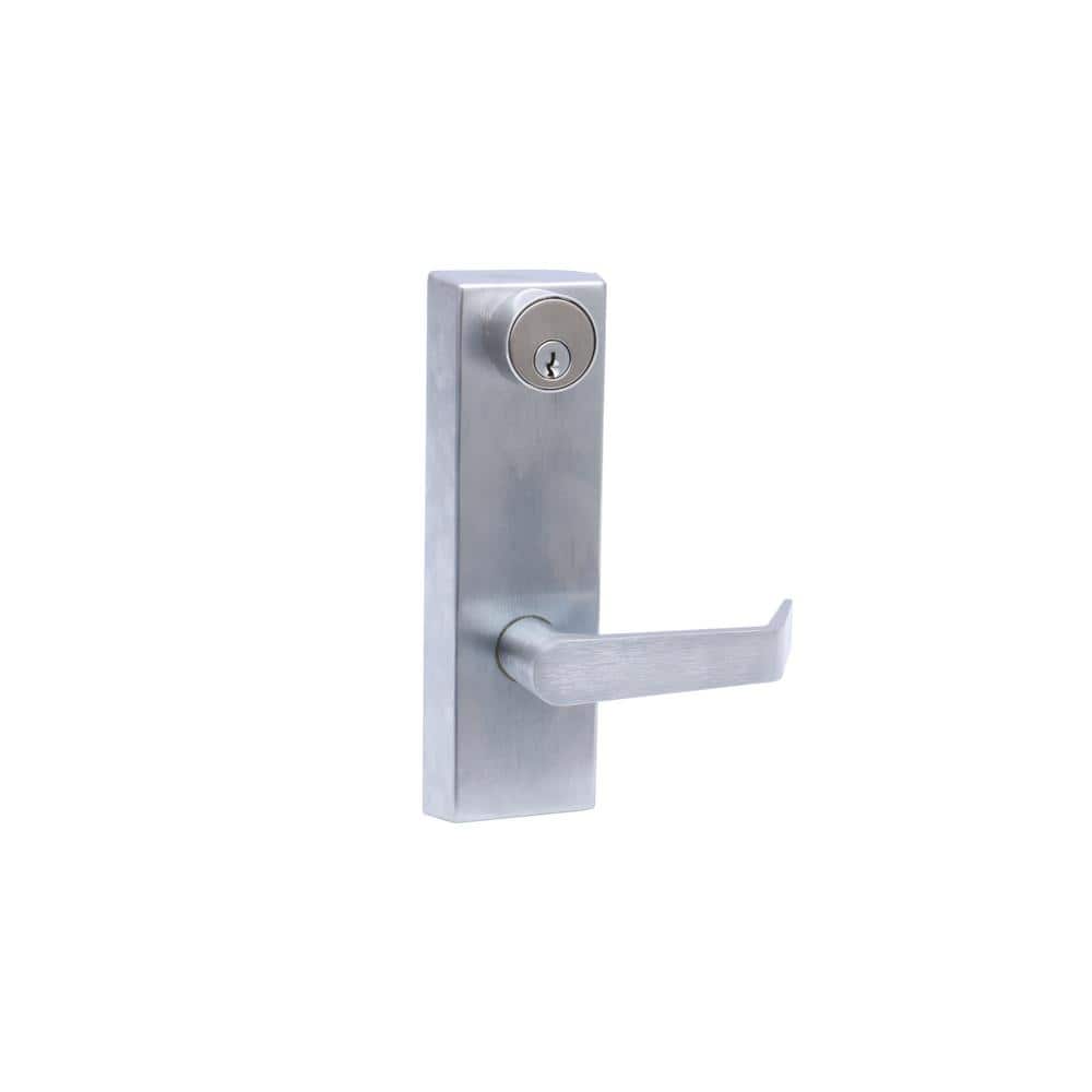 Taco Brushed Chrome Storeroom Escutcheon Lever Trim with Lock for Panic Devices