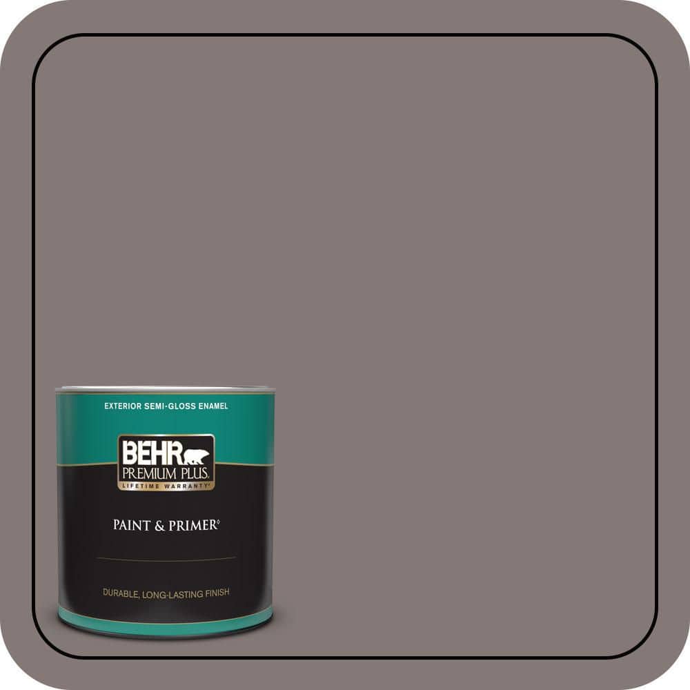 BEHR PREMIUM PLUS 1 qt. #N140-5 Complex Gray Semi-Gloss Enamel Exterior Paint & Primer