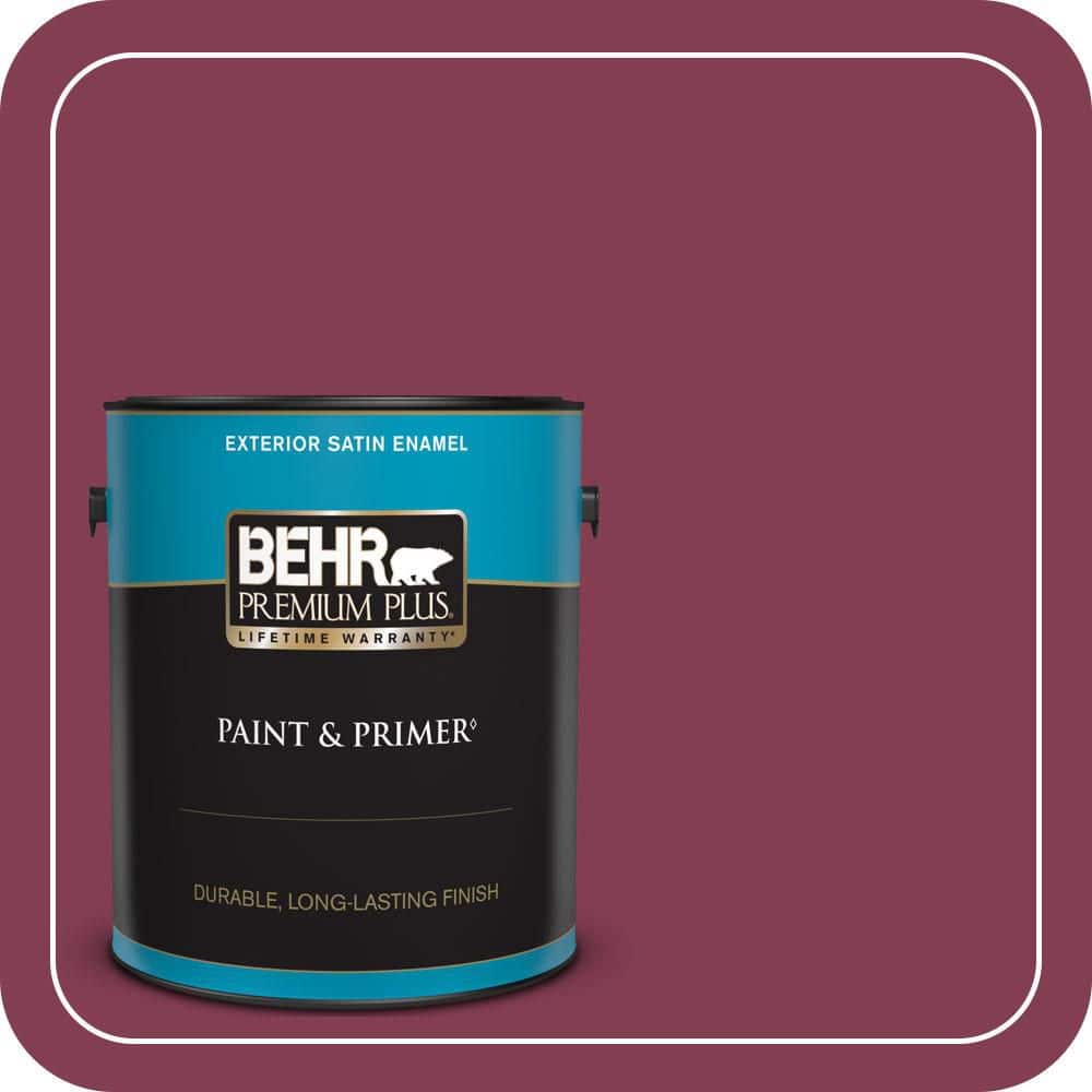 BEHR PREMIUM PLUS 1 gal. #S-H-100 Exotic Flowers Satin Enamel Exterior Paint & Primer