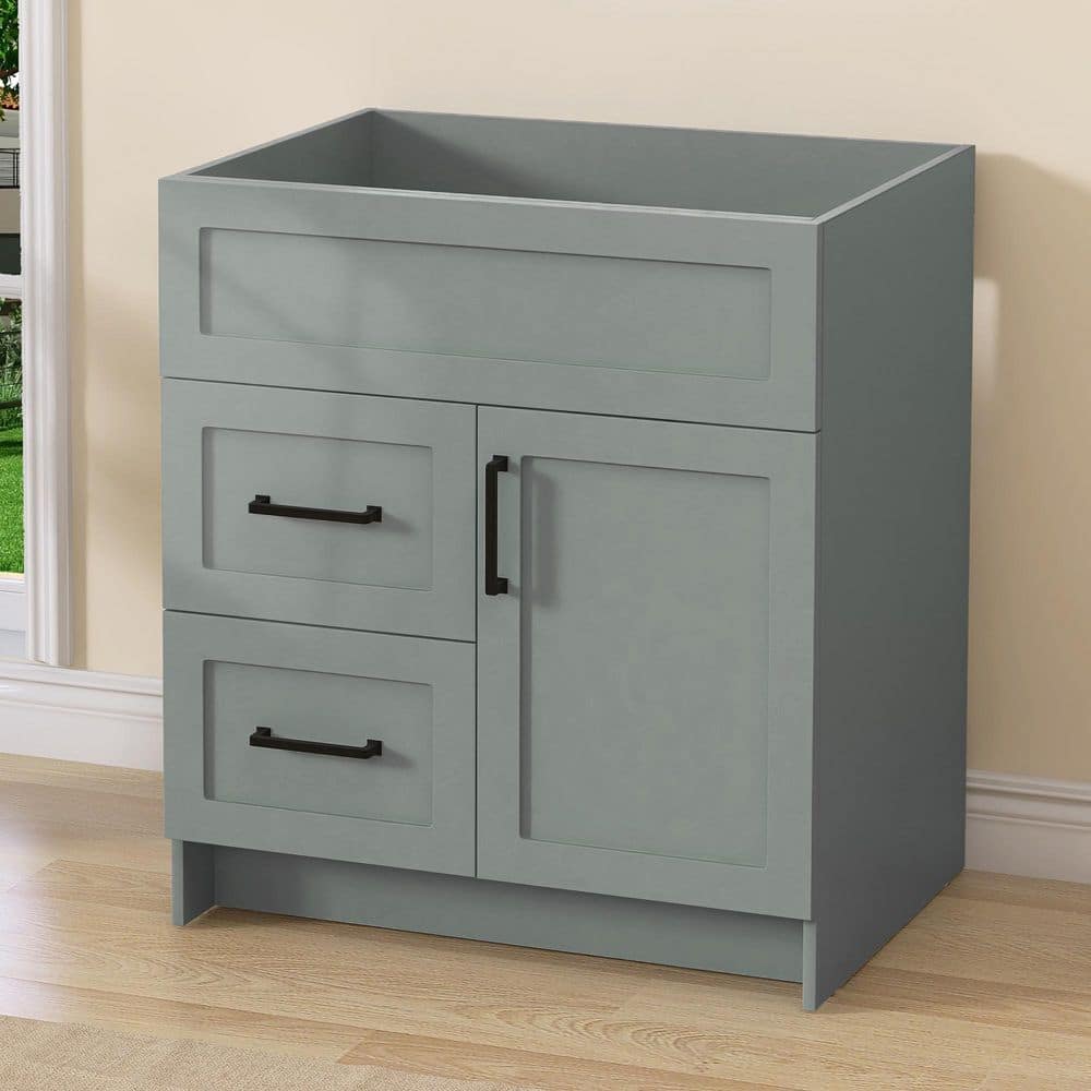 Getpro 30 in. MDF Bath Vanity Cabinet without Top in Sky Grey Unassembled with 2-Left Drawers and 1-Right Door, Soft Closing (3)