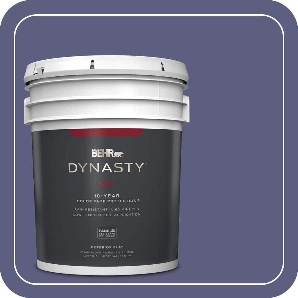 BEHR DYNASTY 5 gal. #M550-7 Strong Iris Flat Exterior Stain-Blocking Paint & Primer