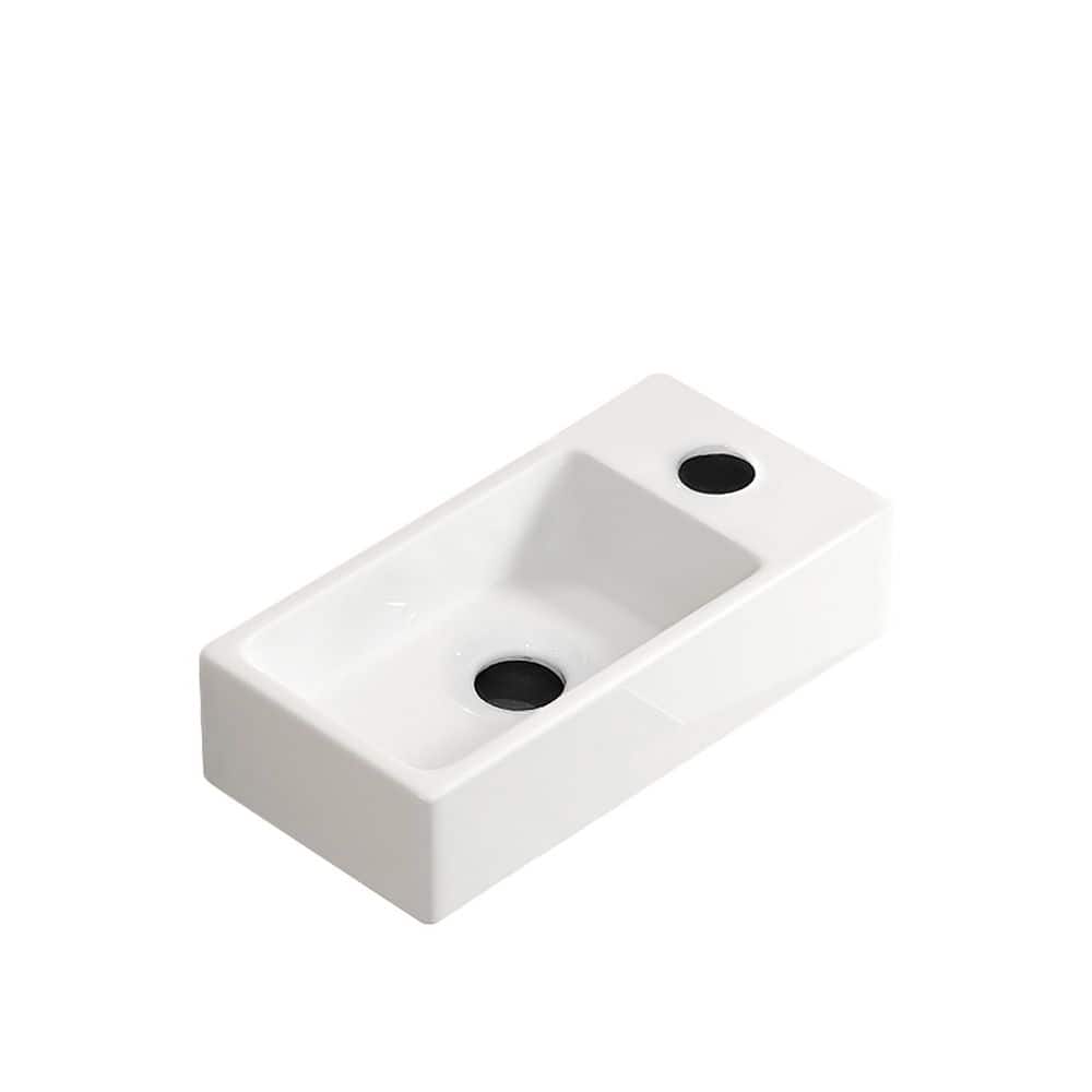 Coporesell 14.17 in. x 7.09 in. Wall Mounted Bathroom Sink in Milk White Ceramic (1)