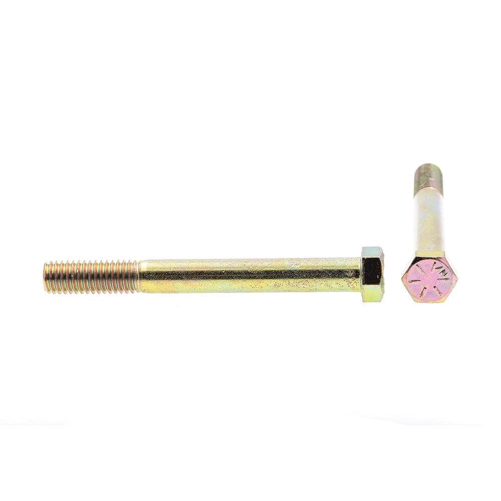 Prime-Line 7/16 in.-14 x 4 in. Grade 8 Yellow Zinc Plated Steel Hex Head Cap Screws (10-Pack) (2)