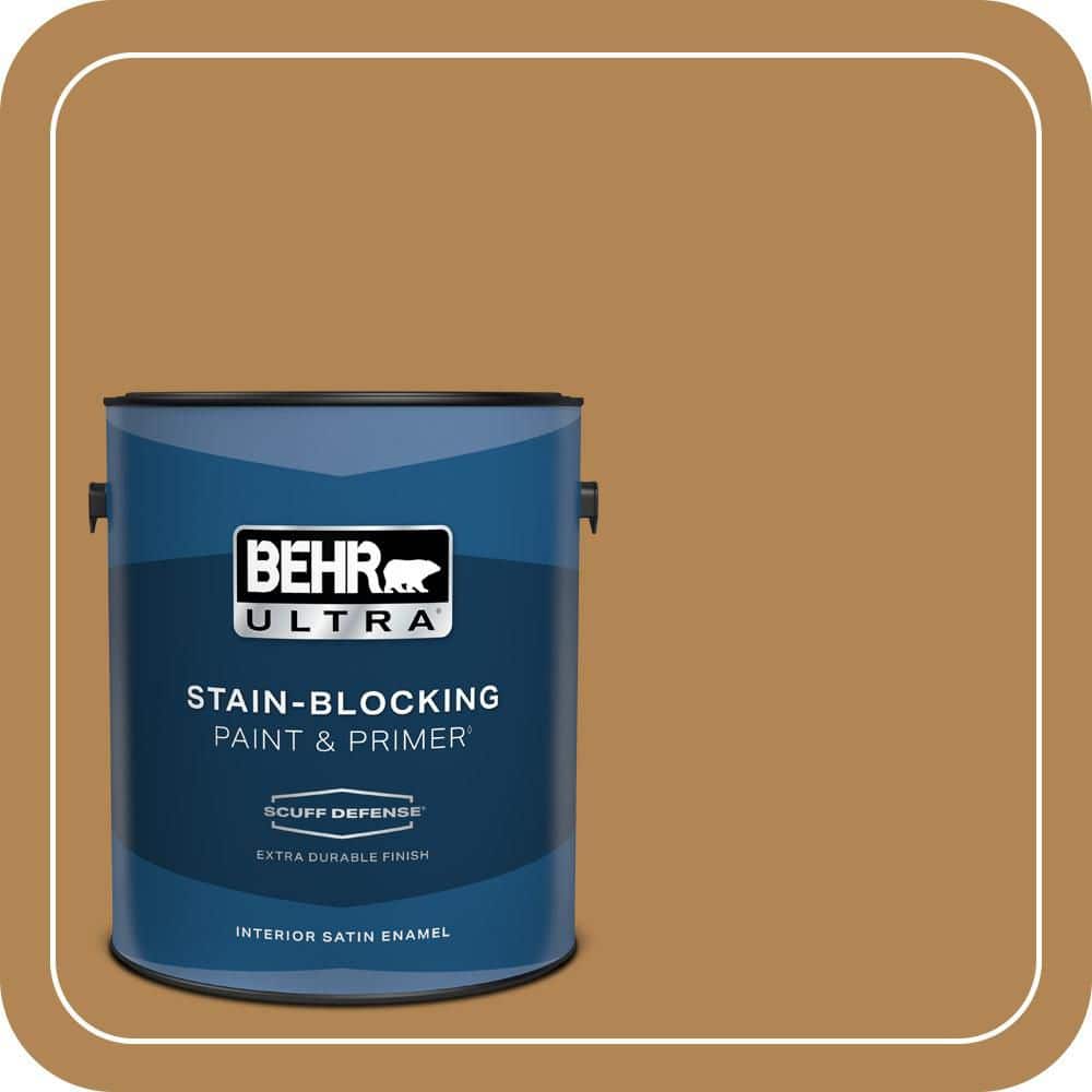 BEHR ULTRA 1 gal. #S290-6 Golden Rice Extra Durable Satin Enamel Interior Paint & Primer