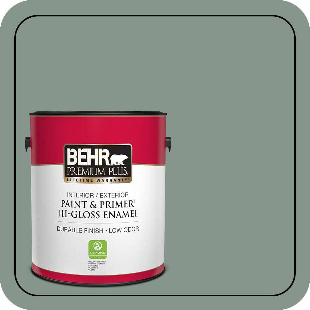 BEHR PREMIUM PLUS 1 gal. #N420-4 Underground Gardens Hi-Gloss Enamel Interior/Exterior Paint & Primer (1)