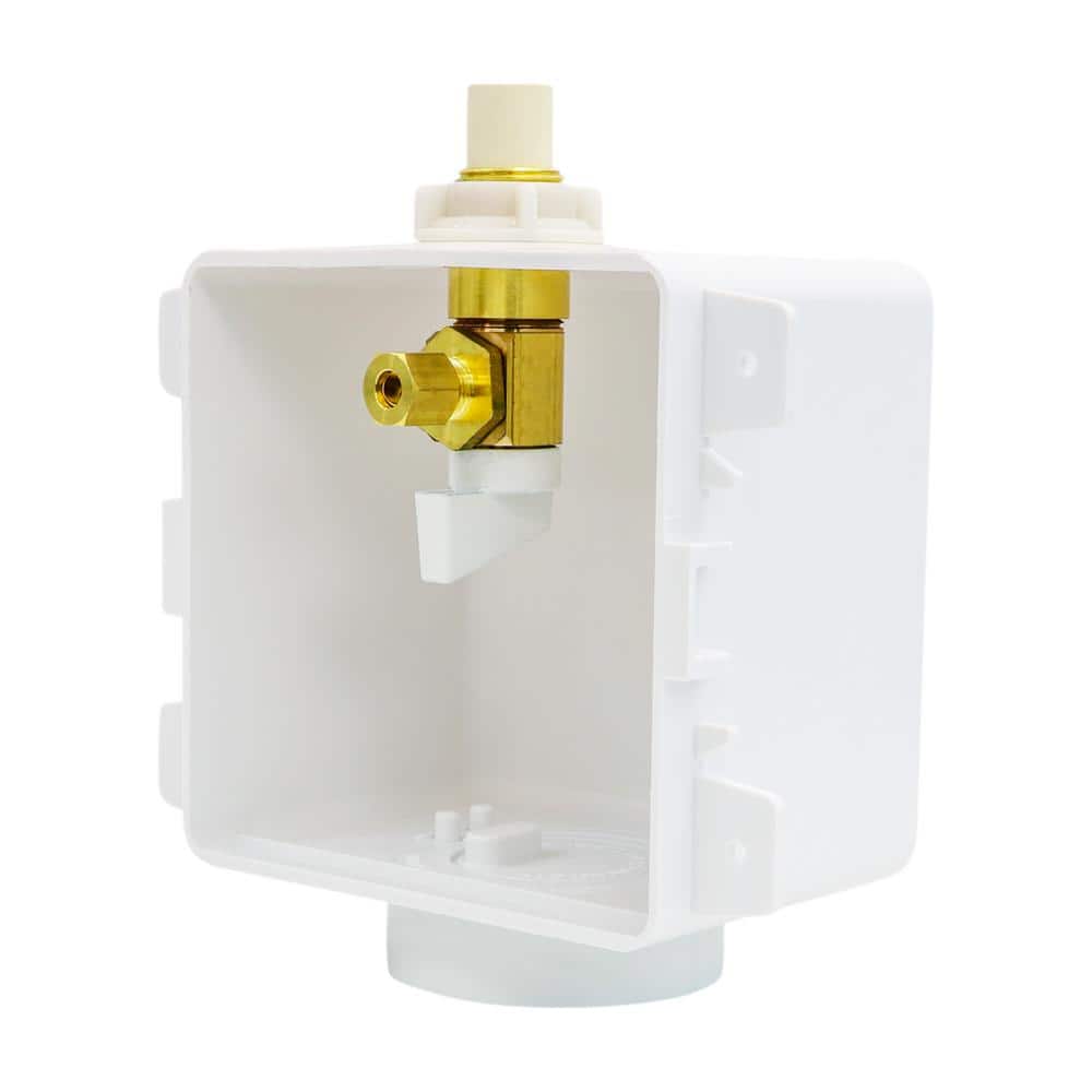 PLUMBFLEX 1/2 in. CPVC Icemaker Outlet Box with Valve, White ABS Brass (Single) (2)