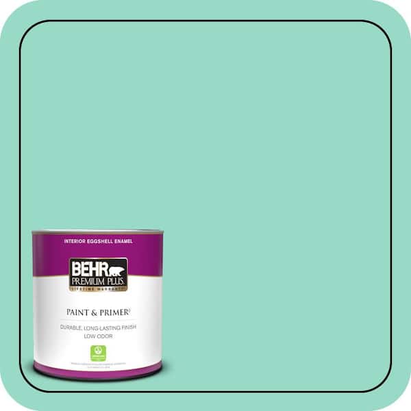 BEHR PREMIUM PLUS 1 qt. #MQ4-17 Pageant Green Eggshell Enamel Low Odor Interior Paint & Primer (2)